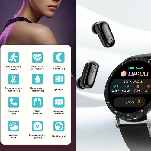 2-in-1 Smartwatch with Bluetooth Headphones | Kalsten